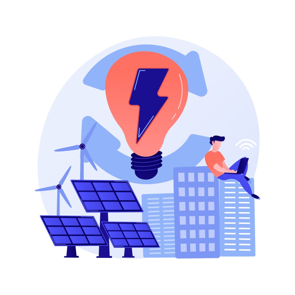 Electric charge, electricity generation, light production vector concept metaphor. - HEEC Massachusetts