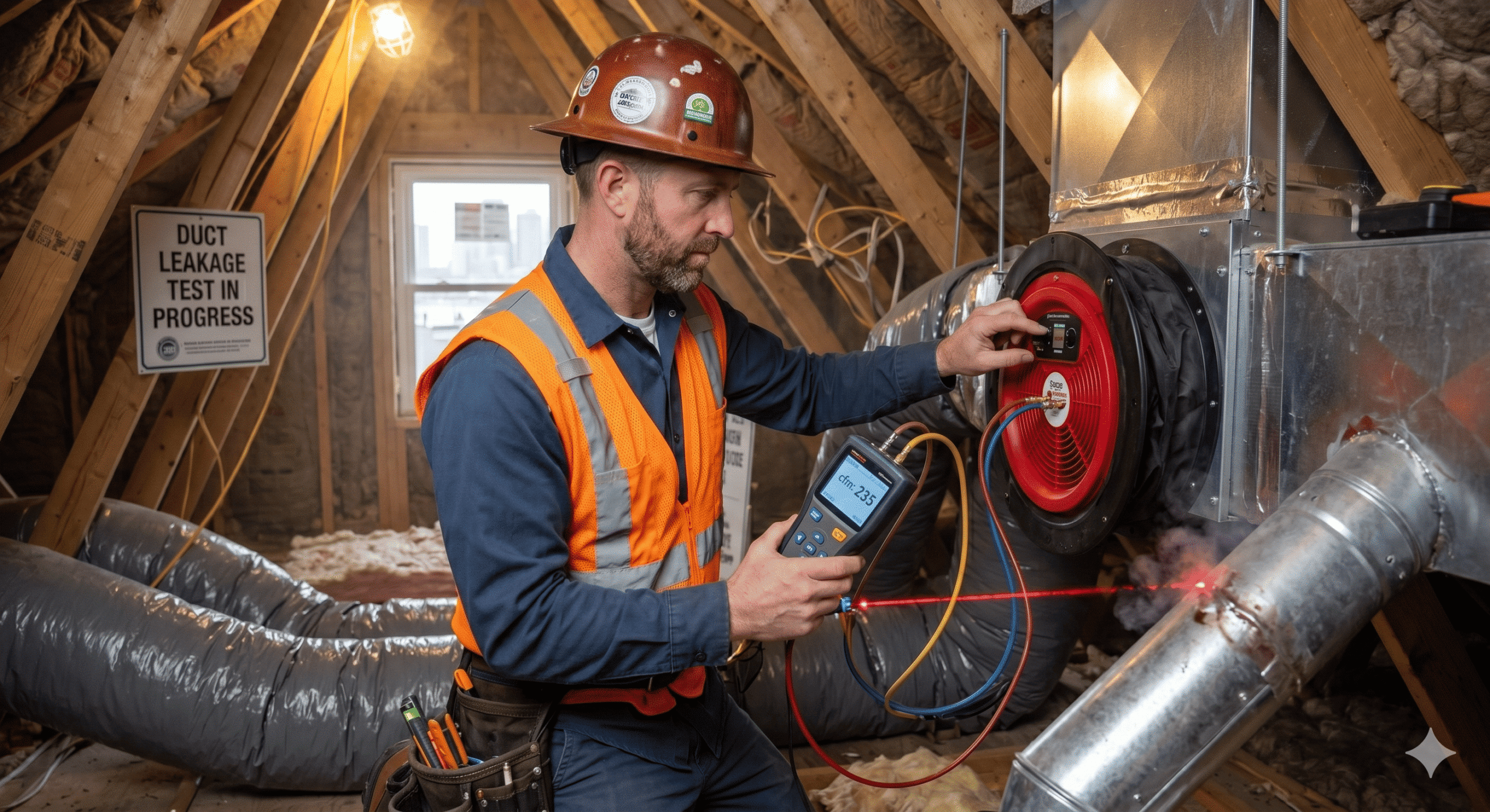 signs of HVAC system failing duct leakage test in a residential home in Massachusetts