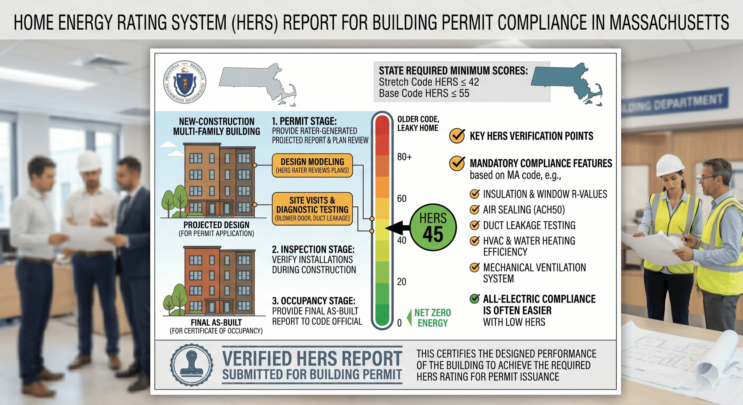Home Energy Rating System report for Massachusetts building permit approval process