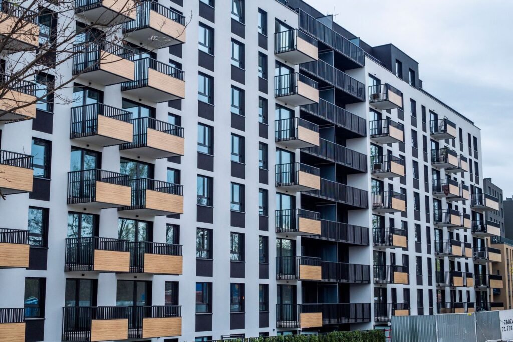 New mid-rise apartment building with stacked balconies - HERS rating in Monterey, MA