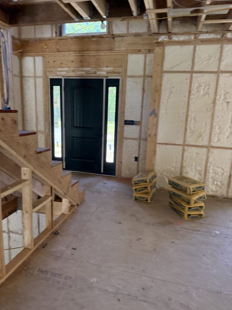 Spray foam walls around the front entry door - spray foam insulation in Ludlow, MA