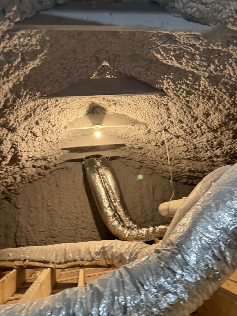 Flexible ductwork running through a spray-foamed unvented attic - HERS rating in Salem, MA